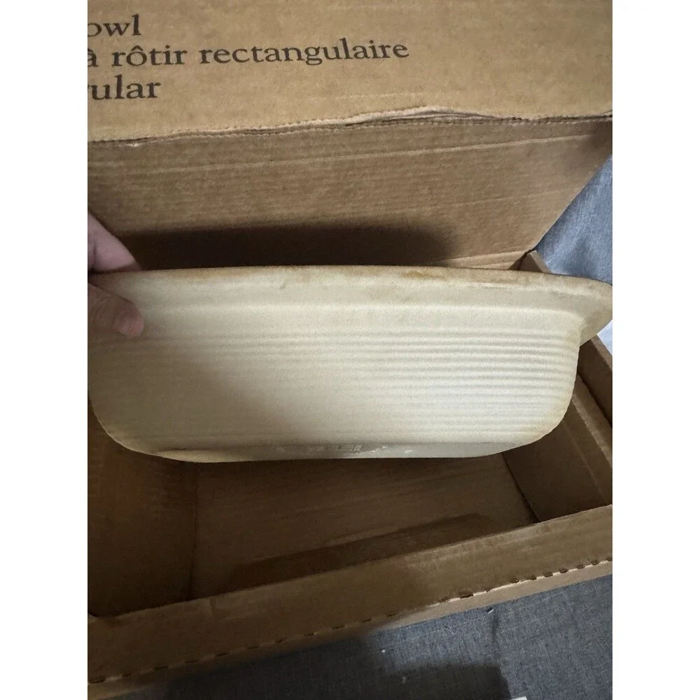 Vintage Pampered Chef Family Heritage Stoneware Rectangular Lid Bowl #1435 Box